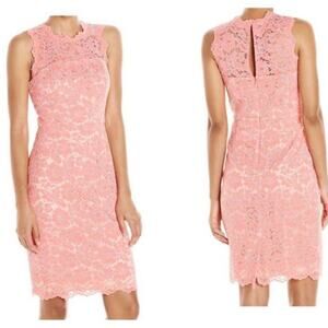 Vince Camuto Women’s Coral Lace Sheath Dress Size 12 Sleeveless Zip Up Preppy